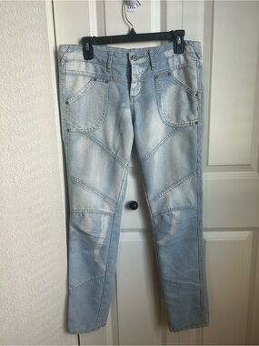We The Free Free People Hickory Stripe Skinny Biker Moto Jeans Size 29